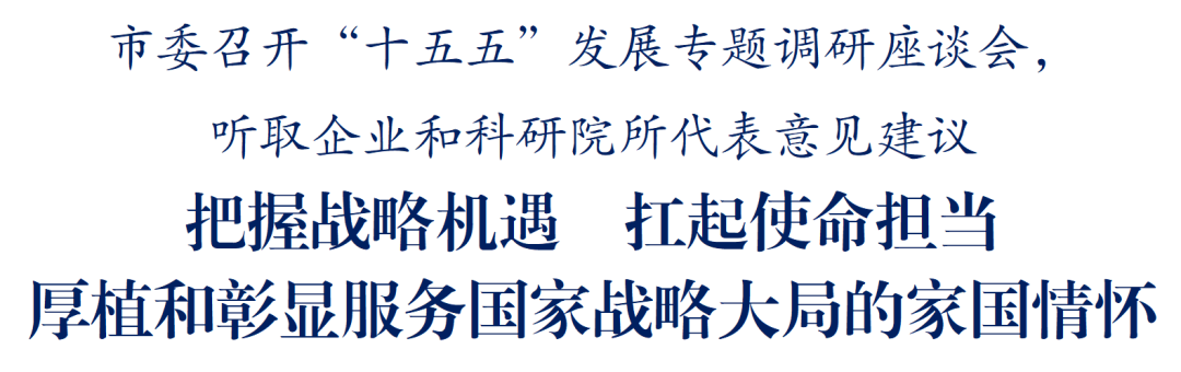 市委召开“十五五”发展专题调研座谈会，听取企业和科研院所代表意见建议