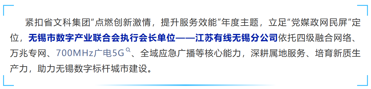 会员风采 | 江苏有线无锡分公司智慧广电+AI绘就无锡现代化建设新图景