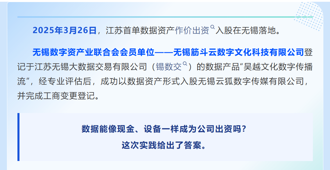 会员风采 | 沉睡数据变资本！筋斗云完成江苏首例数据资产作价入股